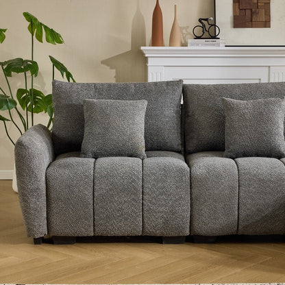 Canapé capitonné américain avec pouf - 3 places, 1 pouf