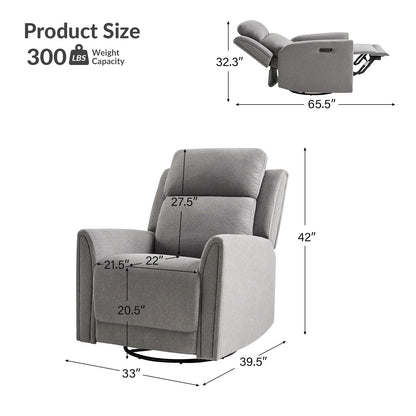 Fauteuil inclinable électrique pivotant et à bascule contemporain Amin avec appui-tête par HULALA HOME