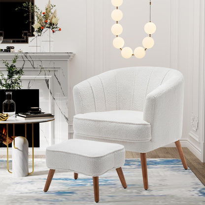 Fauteuil d'appoint Andeworld avec pouf, fauteuil d'appoint simple moderne rembourré, fauteuil de salon club confortable en forme de tonneau