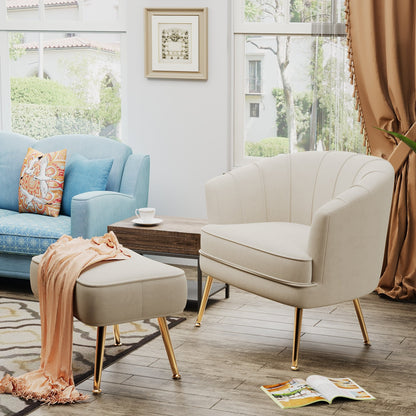 Fauteuil d'appoint Andeworld avec pouf, fauteuil d'appoint simple moderne rembourré, fauteuil de salon club confortable en forme de tonneau