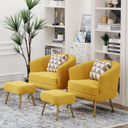 Fauteuil d'appoint Andeworld avec pouf, fauteuil d'appoint simple moderne rembourré, fauteuil de salon club confortable en forme de tonneau