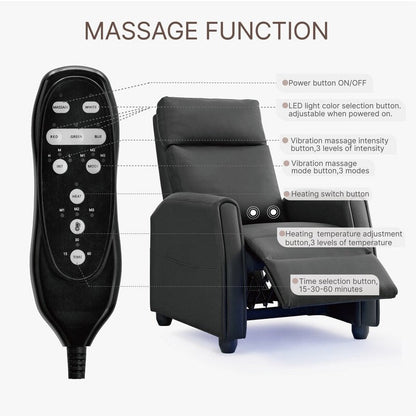 Fauteuil inclinable Andrea avec lumières LED et massage chauffant