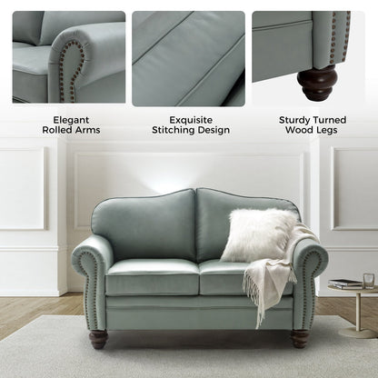 Canapé transitionnel Angel en cuir véritable avec dossier capitonné par HULALA HOME