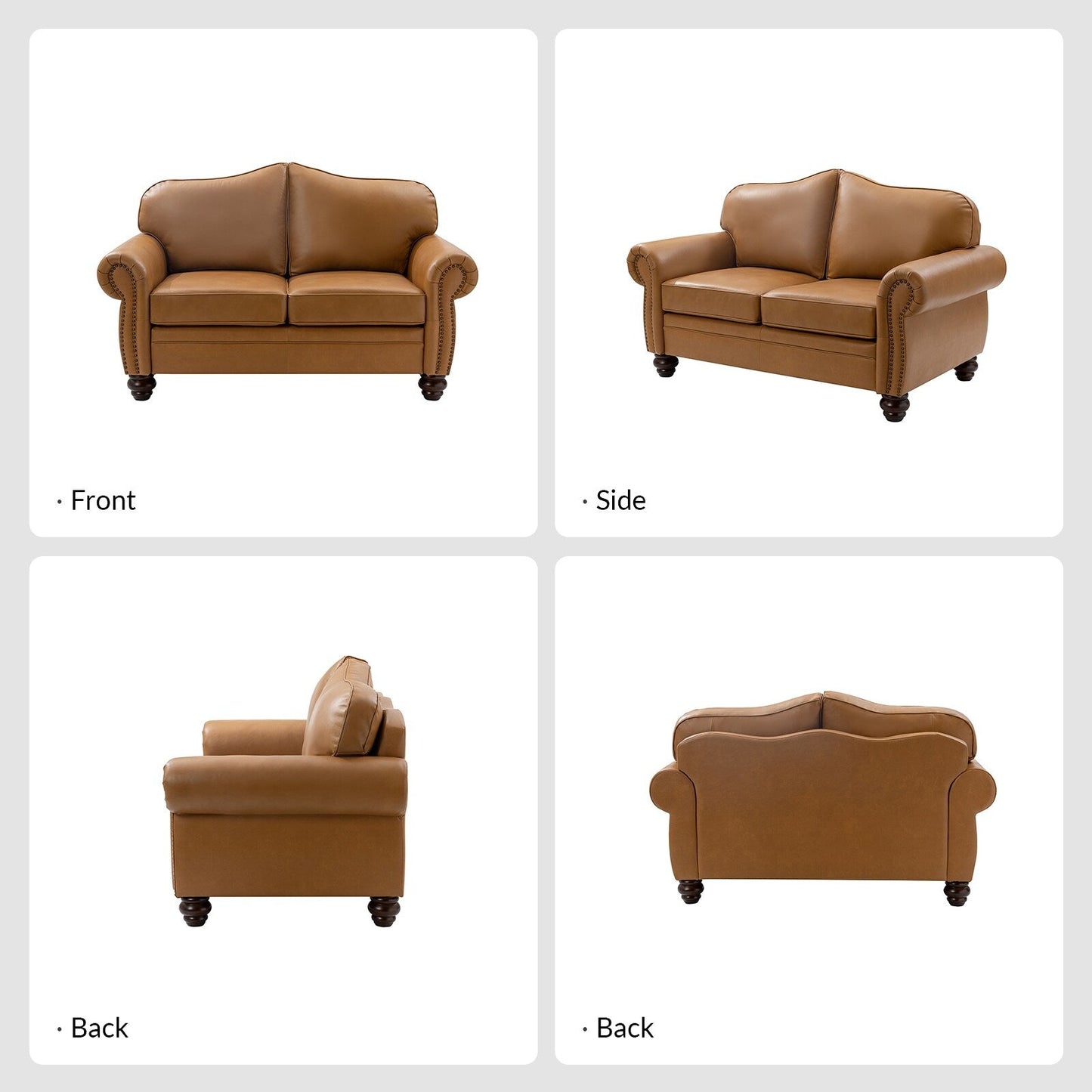 Canapé transitionnel Angel en cuir véritable avec dossier capitonné par HULALA HOME