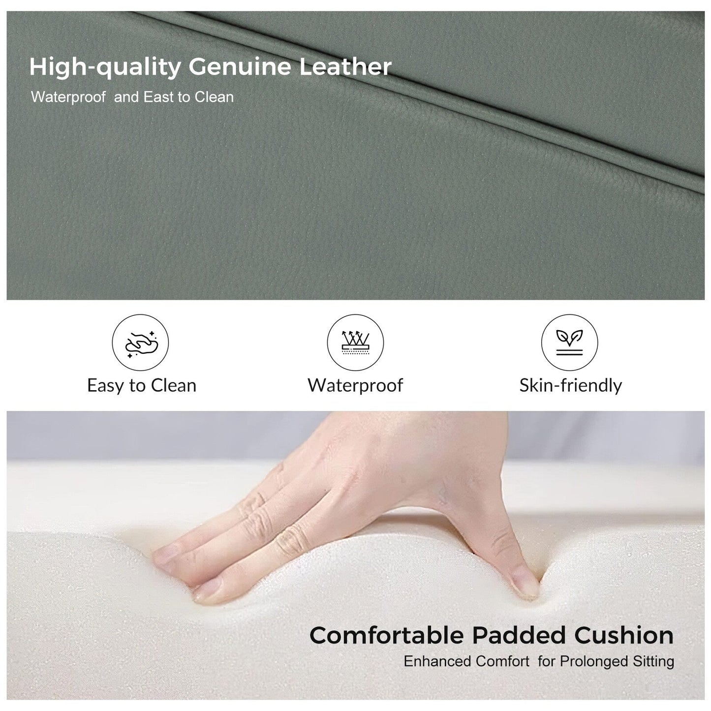 Canapé transitionnel Angel en cuir véritable avec dossier capitonné par HULALA HOME