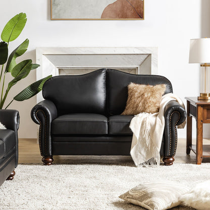 Canapé transitionnel Angel en cuir véritable avec dossier capitonné par HULALA HOME