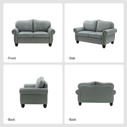 Canapé transitionnel Angel en cuir véritable avec dossier capitonné par HULALA HOME