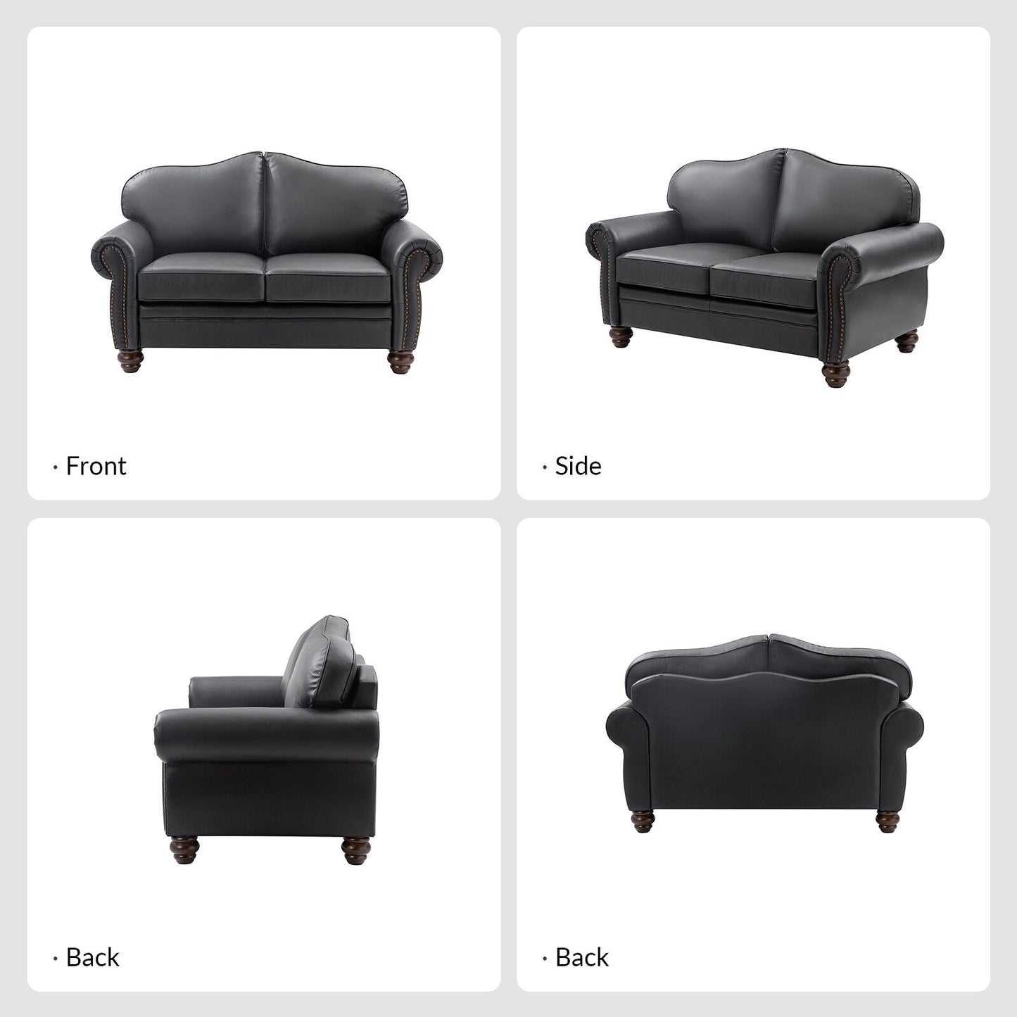 Canapé transitionnel Angel en cuir véritable avec dossier capitonné par HULALA HOME