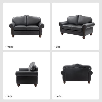 Canapé transitionnel Angel en cuir véritable avec dossier capitonné par HULALA HOME