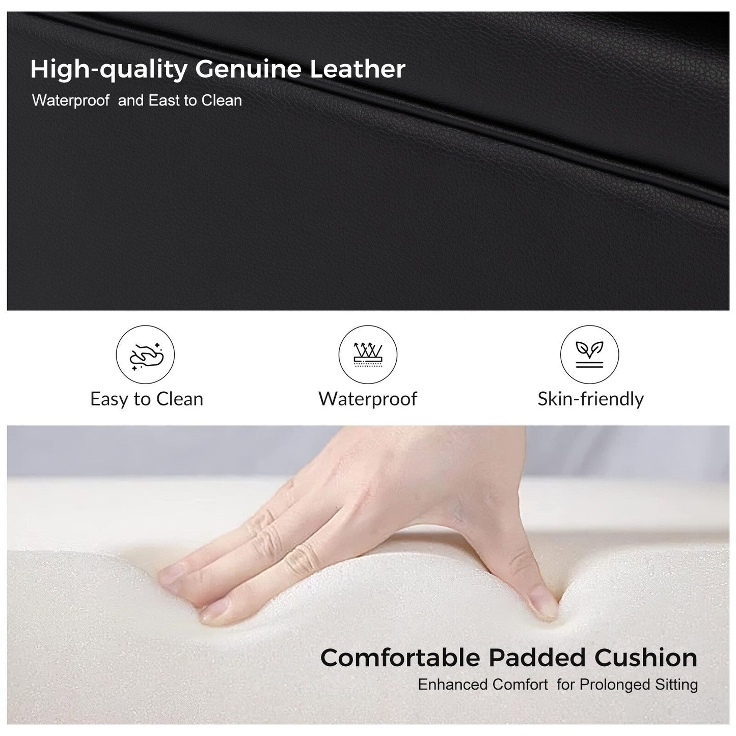 Canapé transitionnel Angel en cuir véritable avec dossier capitonné par HULALA HOME