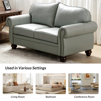 Canapé transitionnel Angel en cuir véritable avec dossier capitonné par HULALA HOME