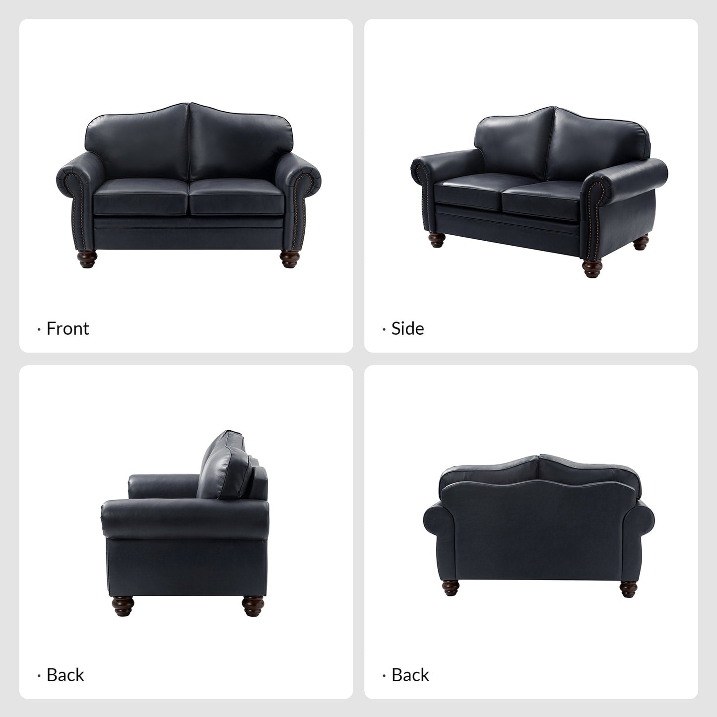 Canapé transitionnel Angel en cuir véritable avec dossier capitonné par HULALA HOME