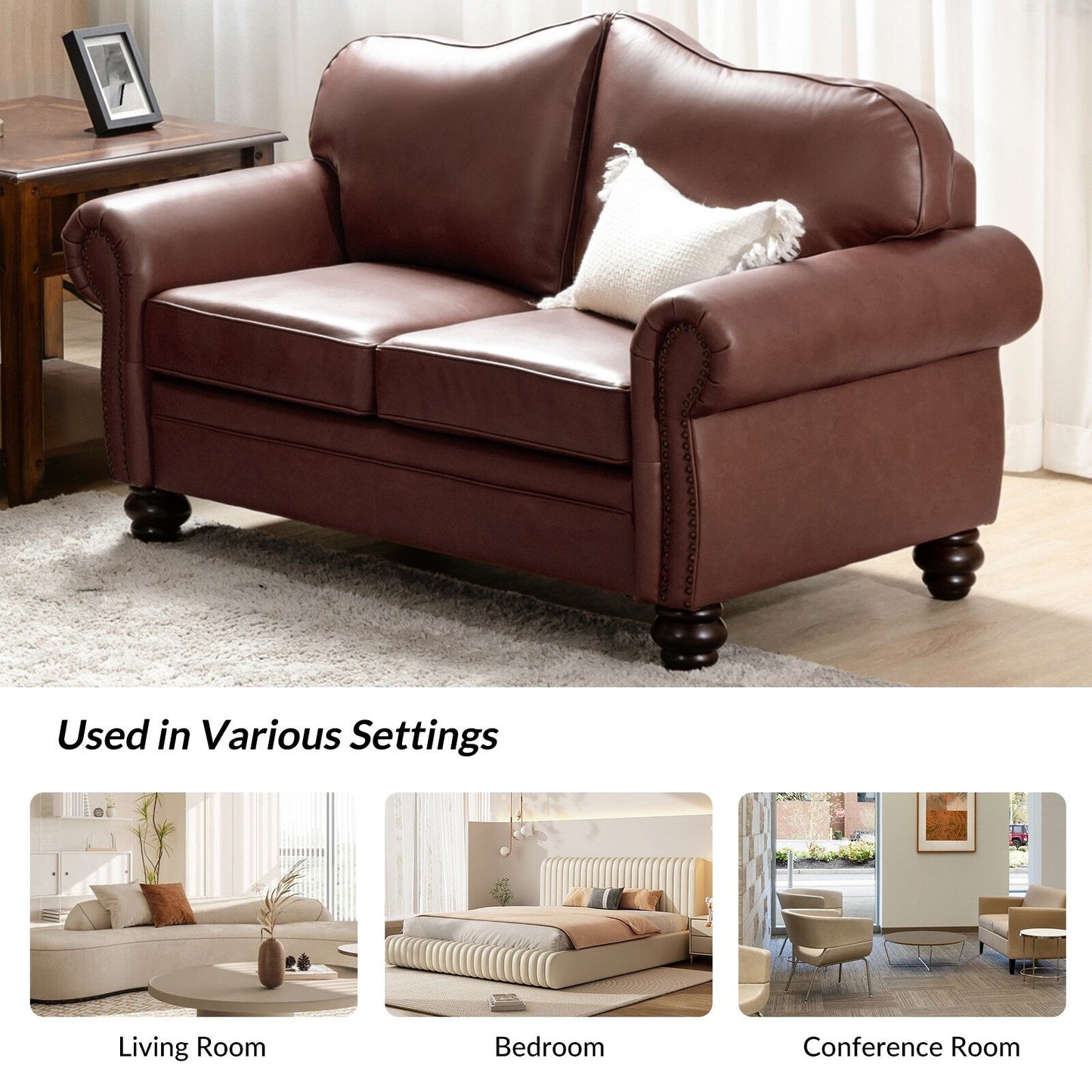 Canapé transitionnel Angel en cuir véritable avec dossier capitonné par HULALA HOME