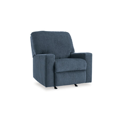 Fauteuil inclinable à bascule manuel Anise, languette de traction, polyester bleu marine