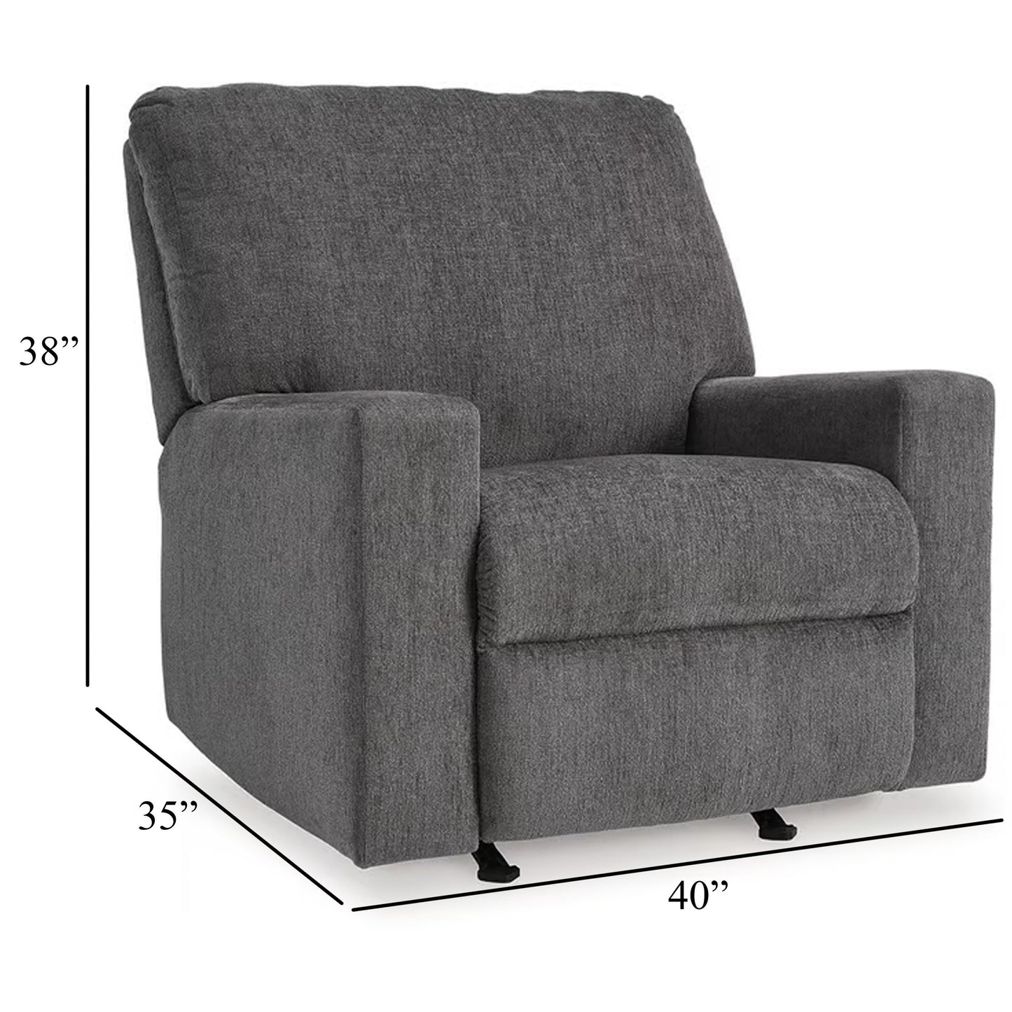 Fauteuil inclinable à bascule manuel Anise, languette de traction, polyester gris étain