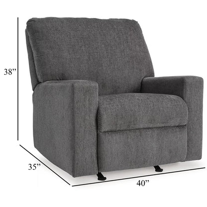Fauteuil inclinable à bascule manuel Anise, languette de traction, polyester gris étain