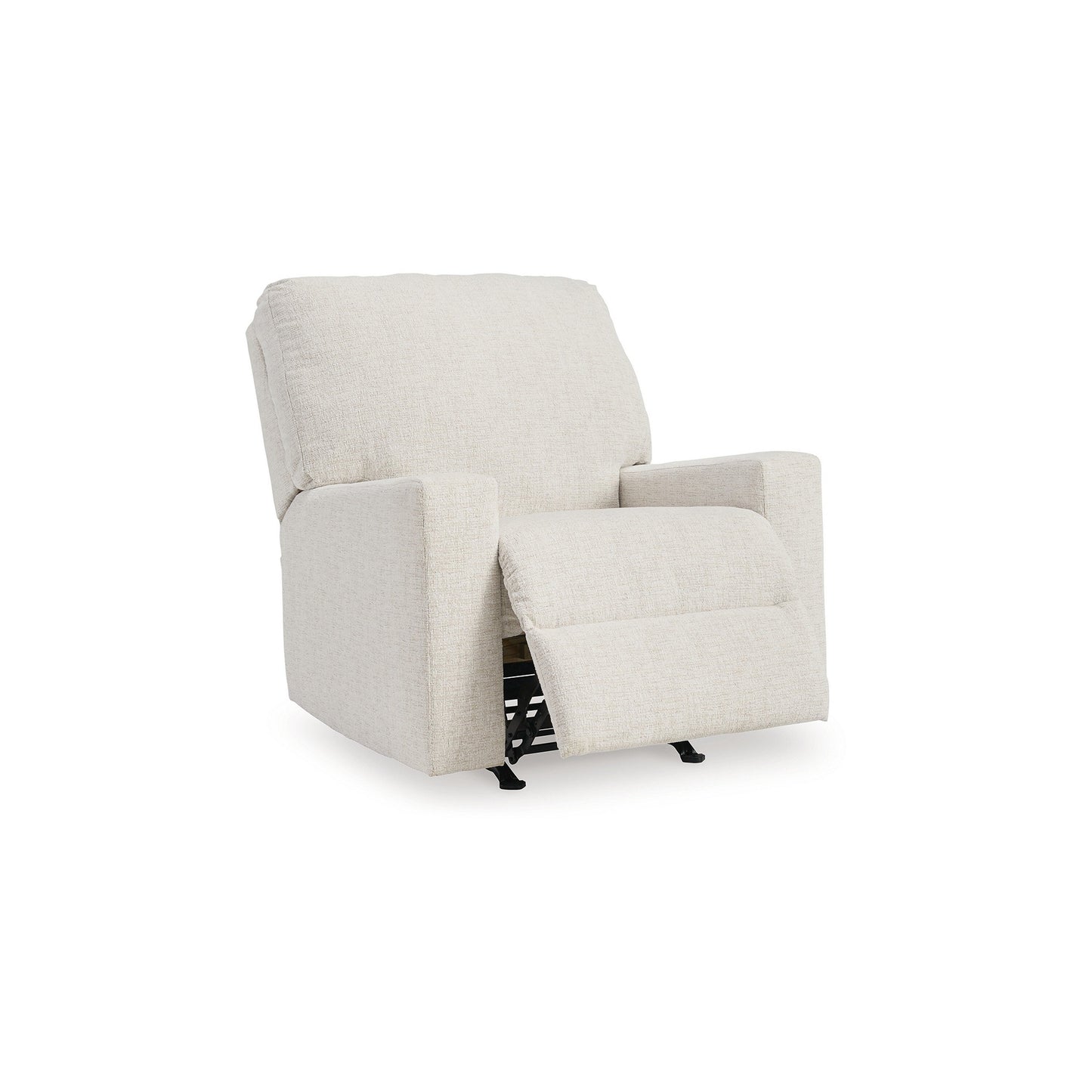 Fauteuil inclinable à bascule manuel Anise, languette de traction, polyester blanc neige