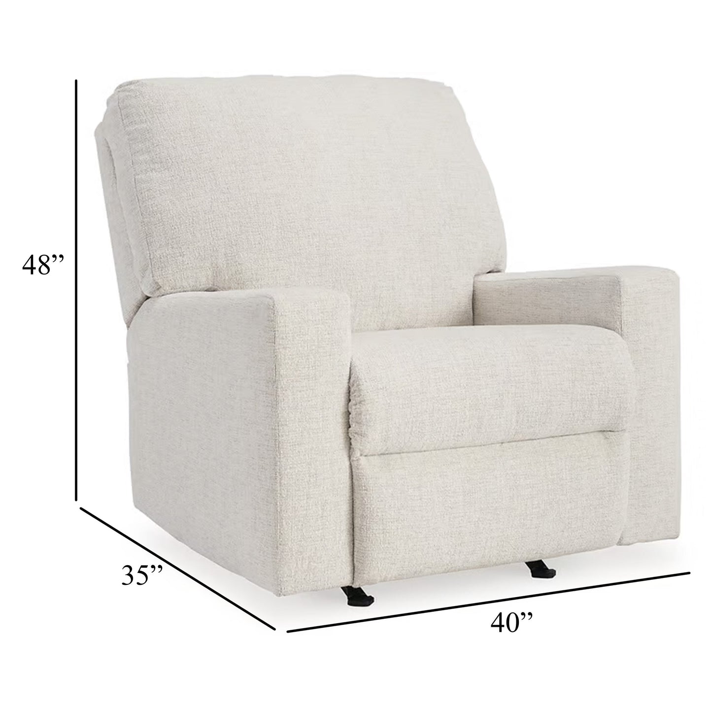 Fauteuil inclinable à bascule manuel Anise, languette de traction, polyester blanc neige