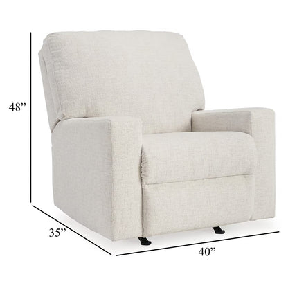 Fauteuil inclinable à bascule manuel Anise, languette de traction, polyester blanc neige