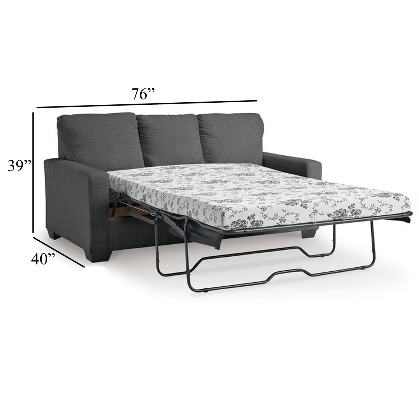 Canapé-lit Anise avec lit gigogne double, polyester gris étain