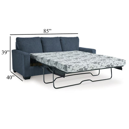 Canapé-lit Anise avec lit gigogne Queen Size, polyester bleu marine