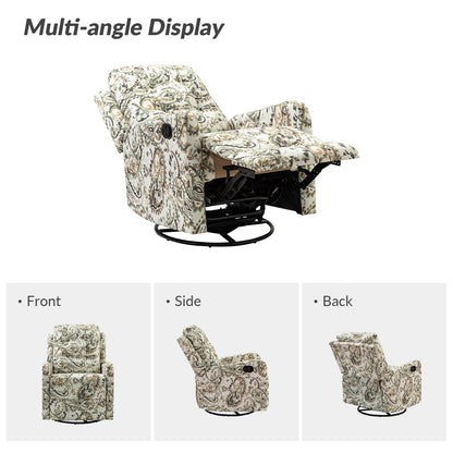 Fauteuil inclinable pivotant manuel Arlette Floral avec dossier capitonné, lot de 2