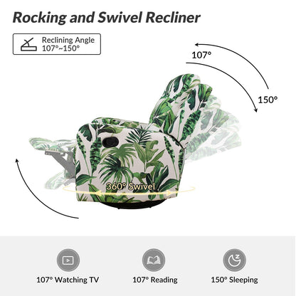 Fauteuil inclinable pivotant manuel Arlette Floral avec dossier capitonné, lot de 2