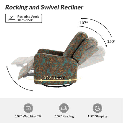 Fauteuil inclinable pivotant manuel Arlette Floral avec dossier capitonné, lot de 2