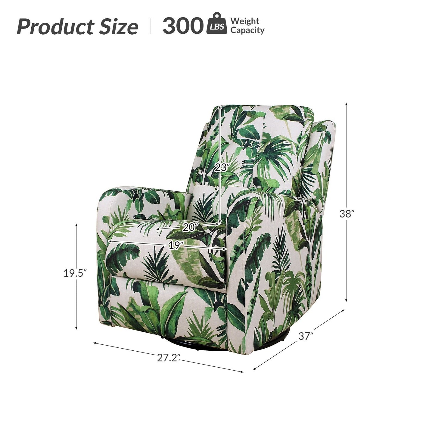 Fauteuil inclinable pivotant manuel Arlette Floral avec dossier capitonné, lot de 2