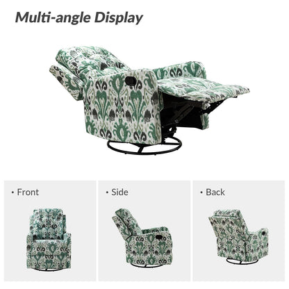 Fauteuil inclinable pivotant manuel Arlette Floral avec dossier capitonné, lot de 2