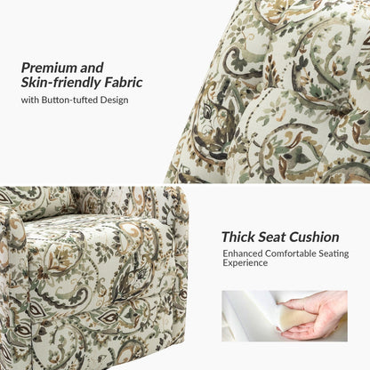 Fauteuil inclinable pivotant manuel Arlette Floral avec dossier capitonné, lot de 2