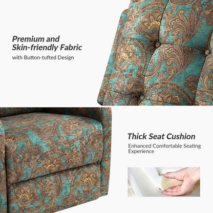 Fauteuil inclinable pivotant manuel Arlette Floral avec dossier capitonné, lot de 2