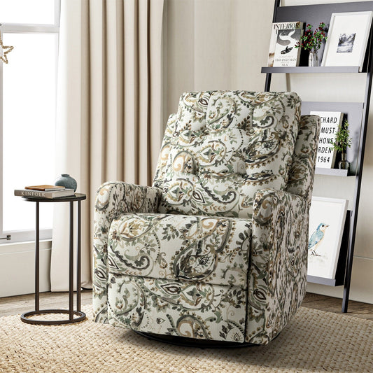 Fauteuil inclinable manuel pivotant Arlette à motif floral contemporain avec dossier capitonné