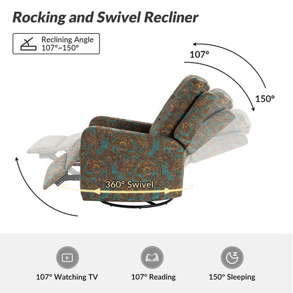 Fauteuil inclinable manuel pivotant Arlette à motif floral contemporain avec dossier capitonné