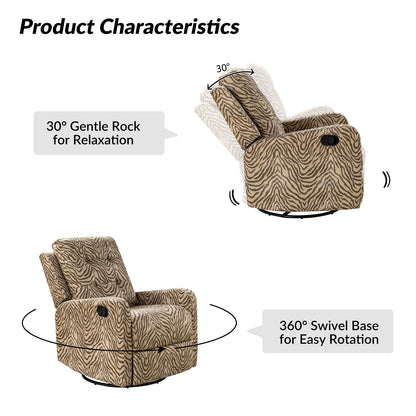 Fauteuil inclinable manuel pivotant Arlette à motif floral contemporain avec dossier capitonné