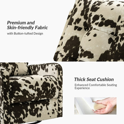 Fauteuil inclinable manuel pivotant Arlette à motif floral contemporain avec dossier capitonné