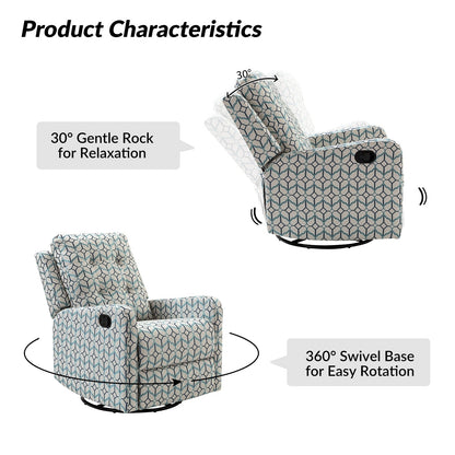 Fauteuil inclinable manuel pivotant Arlette à motif floral contemporain avec dossier capitonné