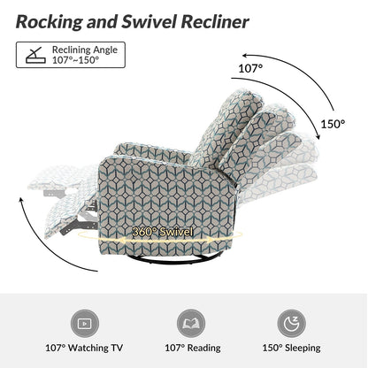 Fauteuil inclinable manuel pivotant Arlette à motif floral contemporain avec dossier capitonné