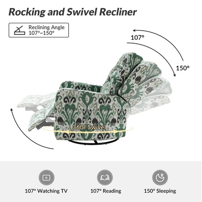 Fauteuil inclinable manuel pivotant Arlette à motif floral contemporain avec dossier capitonné