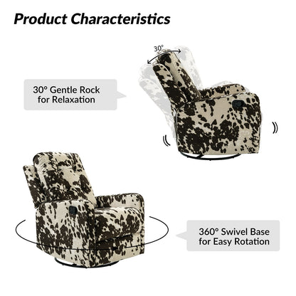 Fauteuil inclinable manuel pivotant Arlette à motif floral contemporain avec dossier capitonné