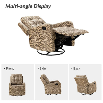 Fauteuil inclinable manuel pivotant Arlette à motif floral contemporain avec dossier capitonné