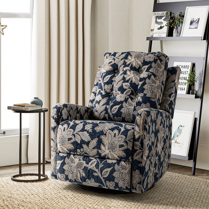 Fauteuil inclinable manuel pivotant Arlette à motif floral contemporain avec dossier capitonné