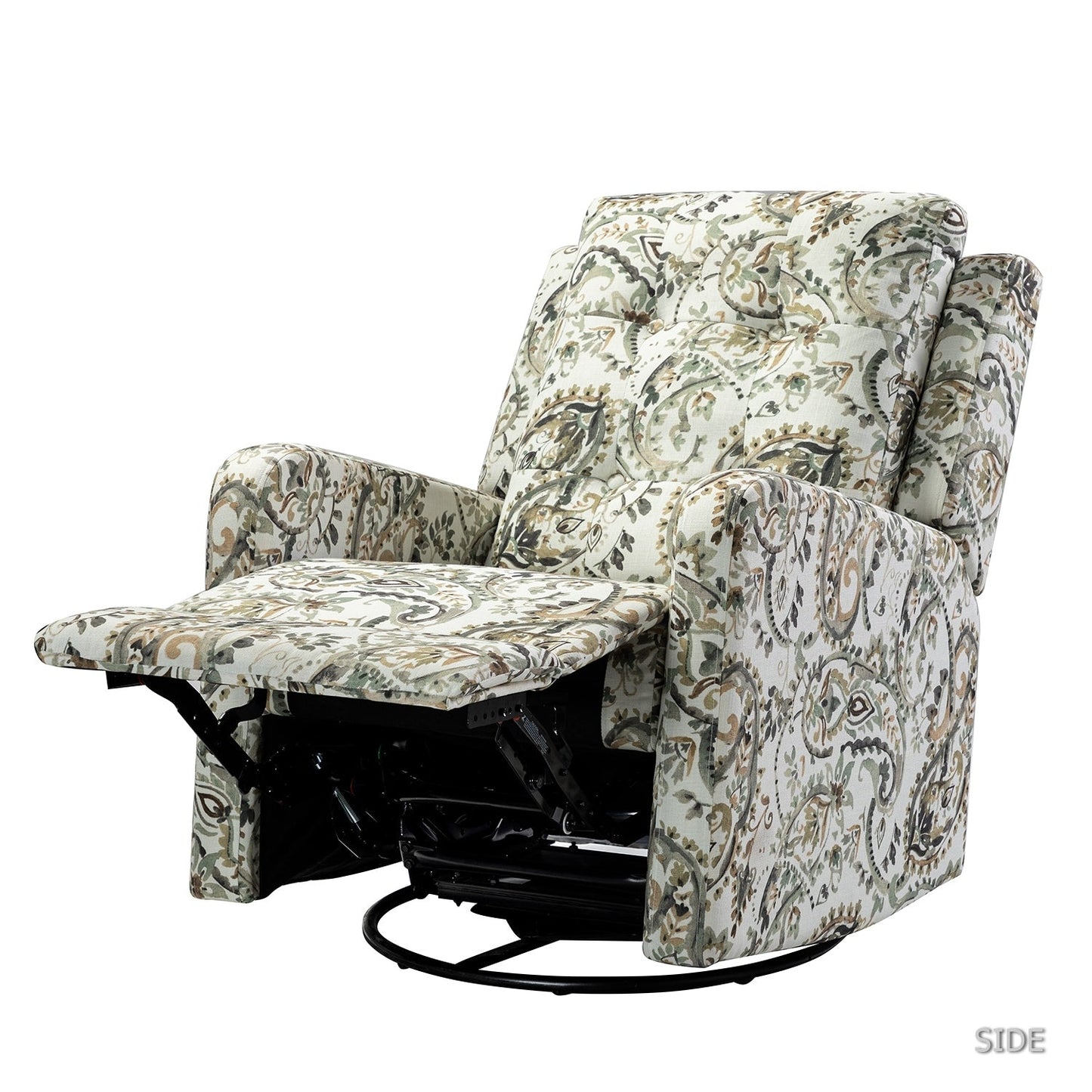 Fauteuil inclinable manuel pivotant Arlette à motif floral contemporain avec dossier capitonné