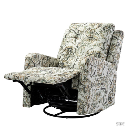 Fauteuil inclinable manuel pivotant Arlette à motif floral contemporain avec dossier capitonné