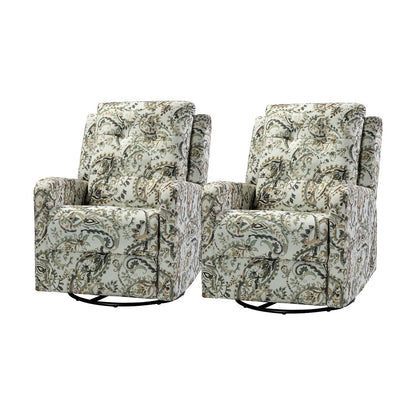 Fauteuil inclinable pivotant manuel Arlette Floral avec dossier capitonné, lot de 2