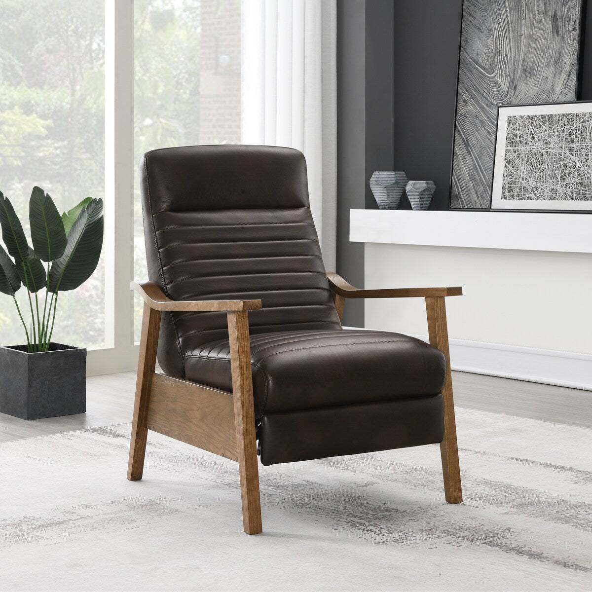 Fauteuil inclinable à accoudoirs en bois Armando par Greyson Living