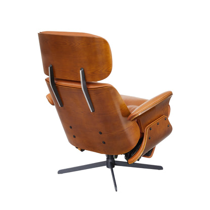 Fauteuil inclinable en cuir véritable Art Leon de style milieu du siècle moderne