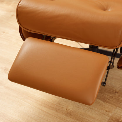 Fauteuil inclinable en cuir véritable Art Leon de style milieu du siècle moderne