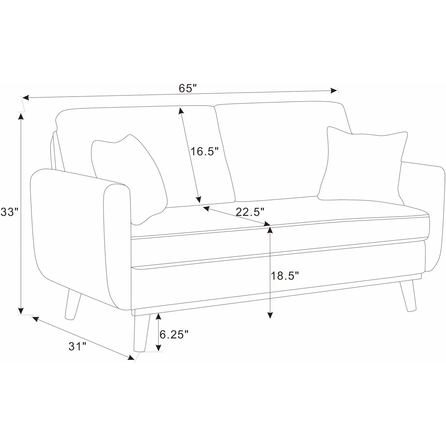 Canapé Asher en velours côtelé du milieu du siècle