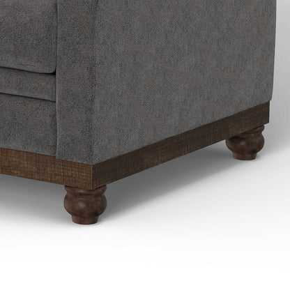 Canapé Ata, polyester gris fer, 2 coussins décoratifs, bois massif marron, 218 cm